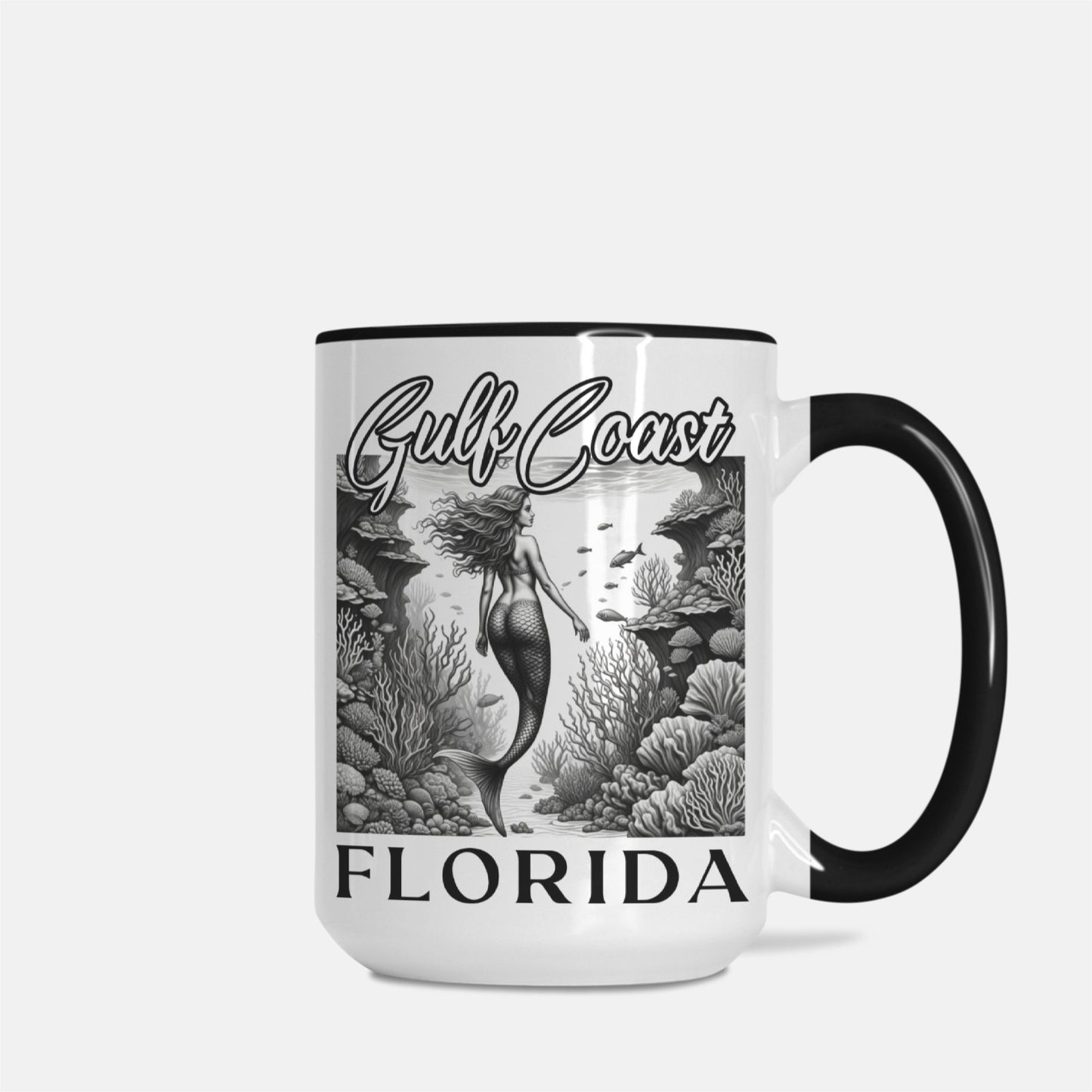 Gulf Coast Florida Large 15oz. Black & White Mug