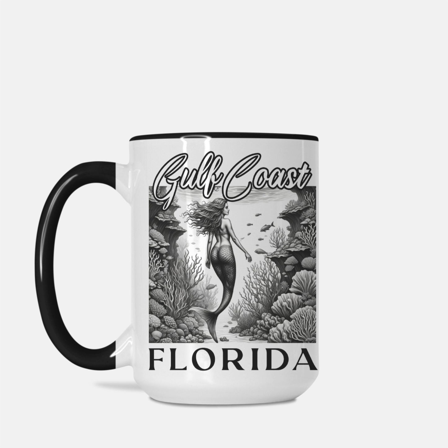 Gulf Coast Florida Large 15oz. Black & White Mug