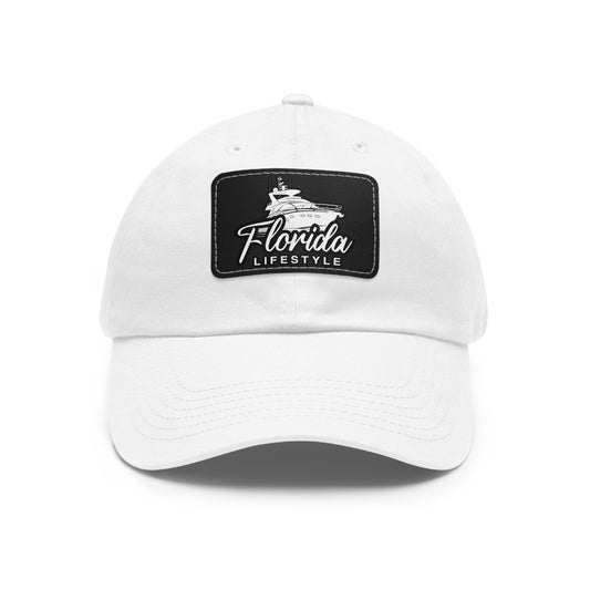 Florida Lifestyle on Black Leather Patch Dad Hat