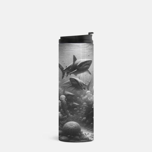 Sharks and Jellyfish Underwater Stainless Steel 16oz. Tumbler