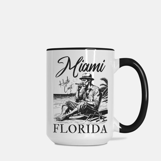 Miami Florida Large 15oz. Black & White Mug