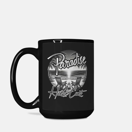 Paradise Beach Sunset Large 15oz. Black Mug