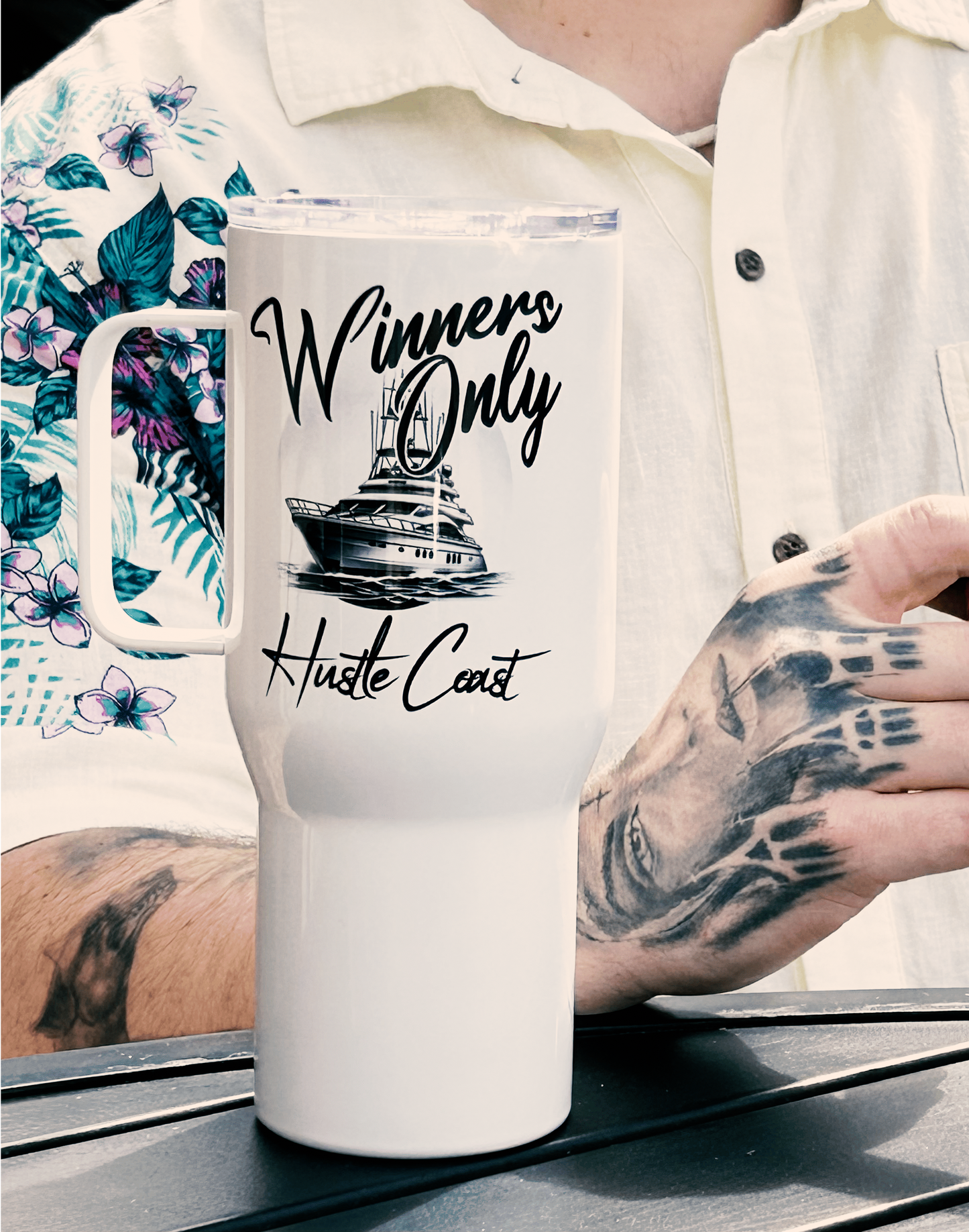 Winners Only White Travel Mug with Handle