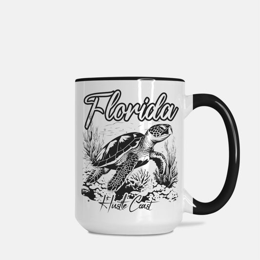 Florida Turtle Large 15oz. Black & White Mug